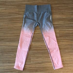 Gymshark Pink and Gray Ombré Leggings - MEDIUM
